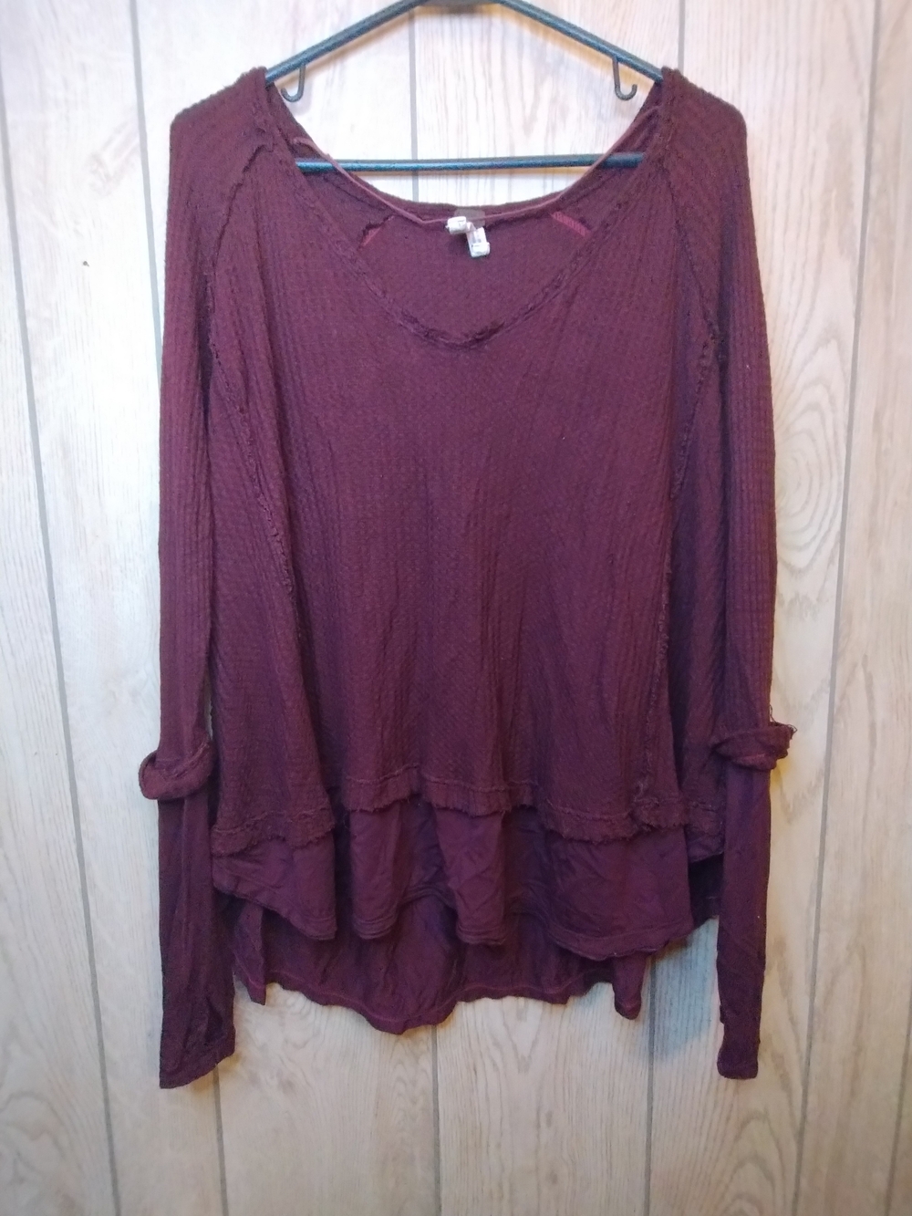 We The Free Wine Burgundy Layered Long Sleeve Top